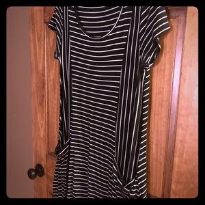 Flatter stripped shift stretch skater dress